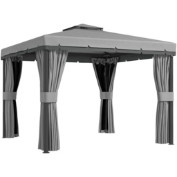 Outsunny 3 x 3m Light Grey Aluminium and Steel Frame Gazebo with Netting - Wilko - thumbnail 3