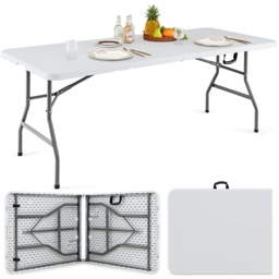 Costway Plastic Folding Dining Table with Metal Legs - Size: 103 x 84 x 12cm - White - Wilko - thumbnail 3