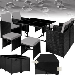 tectake Bilbao 8 Seater Garden Dining Table with Rain Cover Black and Grey - Wilko - thumbnail 3