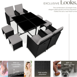 tectake Bilbao 8 Seater Garden Dining Table with Rain Cover Black and Grey - Wilko - thumbnail 5