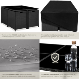 tectake Bilbao 8 Seater Garden Dining Table with Rain Cover Black and Grey - Wilko - thumbnail 7