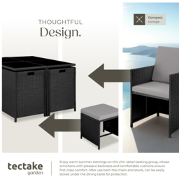 tectake Bilbao 8 Seater Garden Dining Table with Rain Cover Black and Grey - Wilko - thumbnail 6