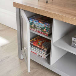 Home Source Avon 2 Door 2 Shelf Large Grey TV Stand with Cable Management - Size: 50 x 39 x 130cm - Wilko - thumbnail 4