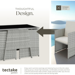 tectake Lausanne 2 Seater Rattan Garden Bistro Set Light Grey - Wilko - thumbnail 5