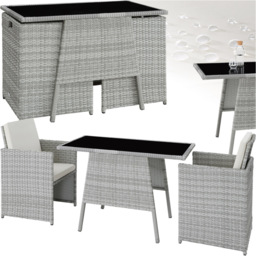 tectake Lausanne 2 Seater Rattan Garden Bistro Set Light Grey - Wilko - thumbnail 3