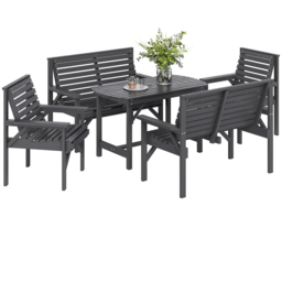 Outsunny 6 Seater Garden Dining Set with Umbrella Hole Grey - Wilko - thumbnail 3