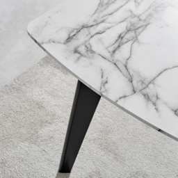 Furniturebox Andros 6 Seater Dining Table Marble Effect and Black - White - Wilko - thumbnail 5