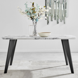 Furniturebox Andros 6 Seater Dining Table Marble Effect and Black - White - Wilko - thumbnail 6