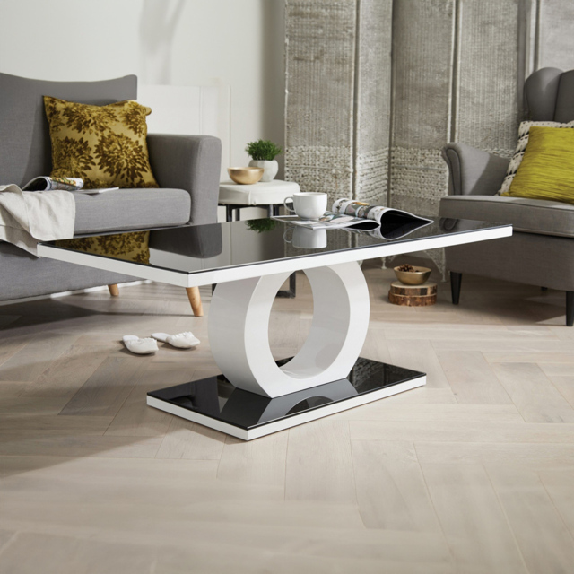 Furniturebox Arona Black Round Glass Coffee Table - Size: 120 x 60 x 45cm - Wilko - image 1