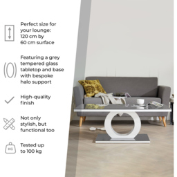 Furniturebox Arona Black Round Glass Coffee Table - Size: 120 x 60 x 45cm - Wilko - thumbnail 7
