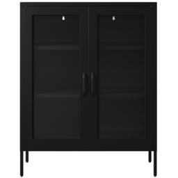 LPD Home Reuben 2 Door Black Mesh Display Cabinet - Size: 102 x 80 x 40cm - Wilko - thumbnail 3