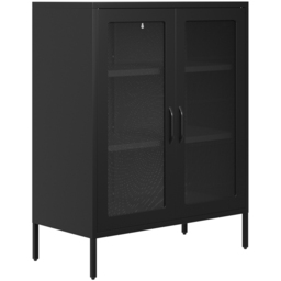 LPD Home Reuben 2 Door Black Mesh Display Cabinet - Size: 102 x 80 x 40cm - Wilko - thumbnail 4