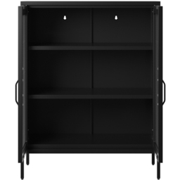 LPD Home Reuben 2 Door Black Mesh Display Cabinet - Size: 102 x 80 x 40cm - Wilko - thumbnail 5