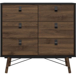 Florence Ry 6 Drawer Matt Black and Walnut Chest of Drawer - Furniture To Go - Wilko - thumbnail 4