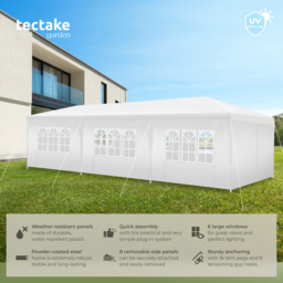 tectake Miramas 9 x 3m White 8 Side Panel Water-Resistant Gazebo - Size: 3 x 9m - Wilko - thumbnail 7