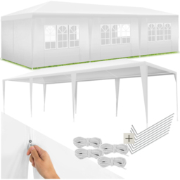 tectake Miramas 9 x 3m White 8 Side Panel Water-Resistant Gazebo - Size: 3 x 9m - Wilko - thumbnail 3