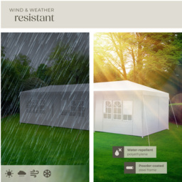 tectake Miramas 9 x 3m White 8 Side Panel Water-Resistant Gazebo - Size: 3 x 9m - Wilko - thumbnail 5