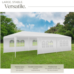 tectake Miramas 9 x 3m White 8 Side Panel Water-Resistant Gazebo - Size: 3 x 9m - Wilko - thumbnail 4