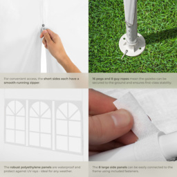 tectake Miramas 9 x 3m White 8 Side Panel Water-Resistant Gazebo - Size: 3 x 9m - Wilko - thumbnail 6