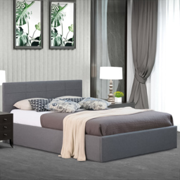 Brooklyn Single Grey Fabric Gas Lift Ottoman Bed - Wilko