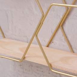 Living and Home 2 Tier Gold Framed Wall Hanging Floating Hexagonal Wall Shelf - Size: 24 x 41.5 x 10cm - Wilko - thumbnail 7