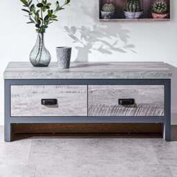 GFW Boston 2 Drawer Grey Coffee Table - Size: 48 x 87 x 35cm - Wilko