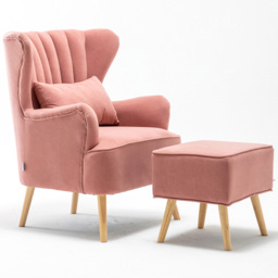 Living and Home Pink Curved Back Armchair with Footstool - Size: Single - Wilko - thumbnail 3
