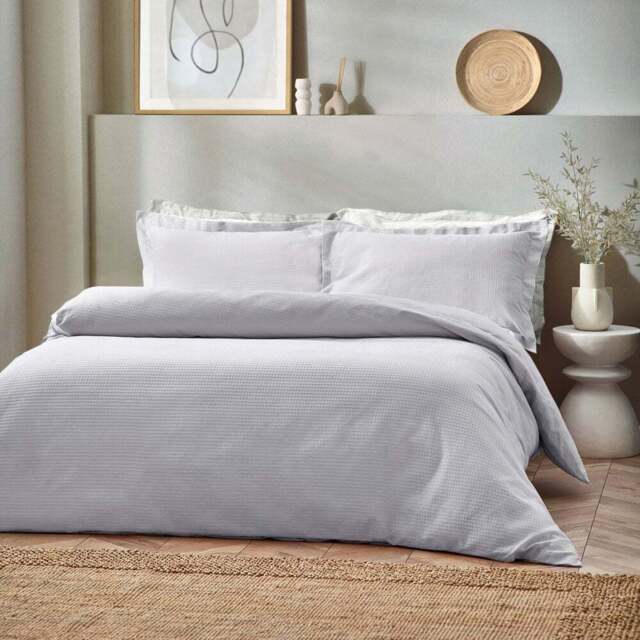 Yard King Size Silver Waffle Duvet Set - Yard Living - Wilko - image 1