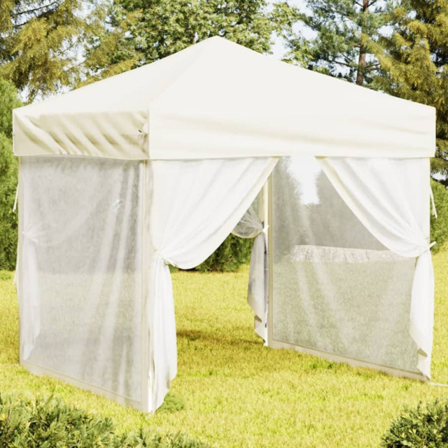 vidaXL 2 x 2m Cream Foldable Party Tent with Sidewalls - Wilko - image 1