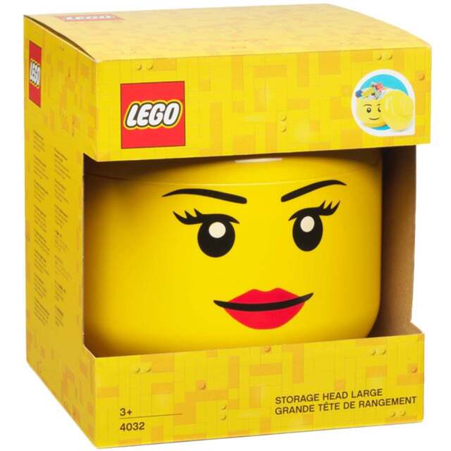 LEGO Set of 2 Girl Face Storage Head - Size: 24 x 24 x 27cm - Yellow - Wilko - image 1