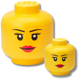 LEGO Set of 2 Girl Face Storage Head - Size: 24 x 24 x 27cm - Yellow - Wilko - thumbnail 3