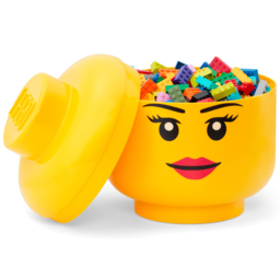 LEGO Set of 2 Girl Face Storage Head - Size: 24 x 24 x 27cm - Yellow - Wilko - thumbnail 4