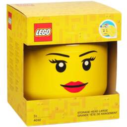 LEGO Set of 2 Girl Face Storage Head - Size: 24 x 24 x 27cm - Yellow - Wilko