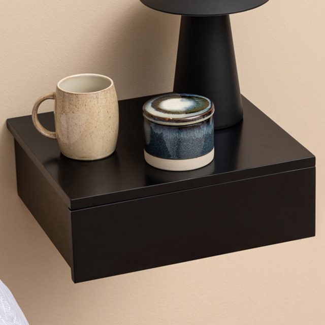 Florence Avignon Single Drawer Black Square Bedside Table - Furniture To Go - Wilko - image 1