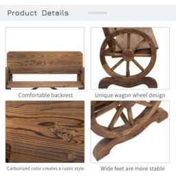 Outsunny 2 Seater Burnt Stained Garden Bench - Brown - Wilko - thumbnail 7