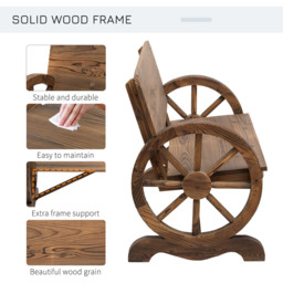 Outsunny 2 Seater Burnt Stained Garden Bench - Brown - Wilko - thumbnail 5