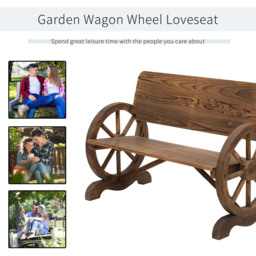 Outsunny 2 Seater Burnt Stained Garden Bench - Brown - Wilko - thumbnail 6