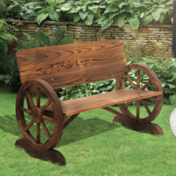 Outsunny 2 Seater Burnt Stained Garden Bench - Brown - Wilko - thumbnail 1