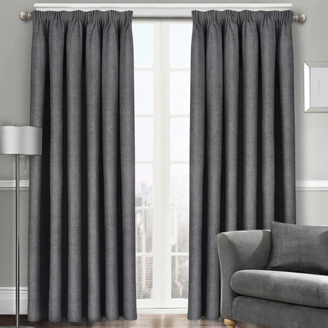 Velosso Westwood Charcoal Tape Top Curtains 117 x 137cm - Size: W 117 x D 137cm - Grey - Wilko - image 1
