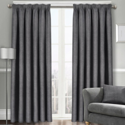 Velosso Westwood Charcoal Tape Top Curtains 117 x 137cm - Size: W 117 x D 137cm - Grey - Wilko
