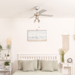 ValueLights Scimitar Brushed Chrome and Black Reversible Ceiling Fan with Spotlight 42 inch - Size: 39 x 102 x 102cm - Silver - Wilko - thumbnail 3
