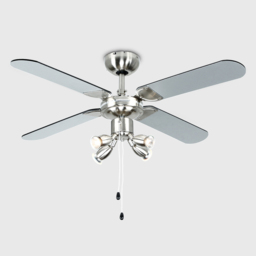 ValueLights Scimitar Brushed Chrome and Black Reversible Ceiling Fan with Spotlight 42 inch - Size: 39 x 102 x 102cm - Silver - Wilko - thumbnail 5