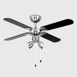 ValueLights Scimitar Brushed Chrome and Black Reversible Ceiling Fan with Spotlight 42 inch - Size: 39 x 102 x 102cm - Silver - Wilko - thumbnail 4
