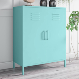 Novogratz Cache 2 Door Mint Metal Locker Storage Cabinet - Size: 101 x 80 x 40cm - Green - Wilko