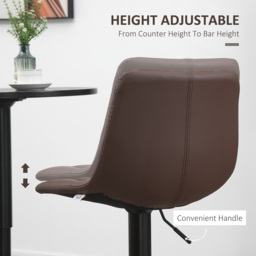 Portland Brown Quilted Pattern Adjustable Bar Stool Set of 2 - Wilko - thumbnail 7