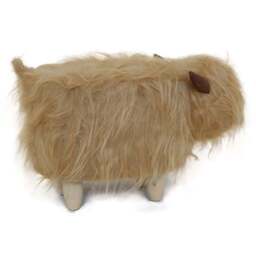 Gardeco Hazel The Highland Cow Light Brown Synthetic Fur Footstool - Size: 36 x 61 x 32cm - Wilko - thumbnail 6