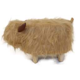 Gardeco Hazel The Highland Cow Light Brown Synthetic Fur Footstool - Size: 36 x 61 x 32cm - Wilko - thumbnail 5
