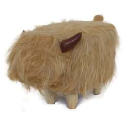 Gardeco Hazel The Highland Cow Light Brown Synthetic Fur Footstool - Size: 36 x 61 x 32cm - Wilko - thumbnail 3