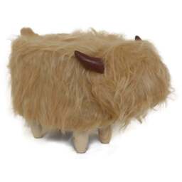 Gardeco Hazel The Highland Cow Light Brown Synthetic Fur Footstool - Size: 36 x 61 x 32cm - Wilko - thumbnail 4
