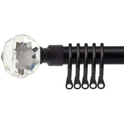 New Edge Blinds 160-300cm Extendable Black Cristalla Metal Curtain Pole - Size: 160 - 300cm - Wilko - thumbnail 1